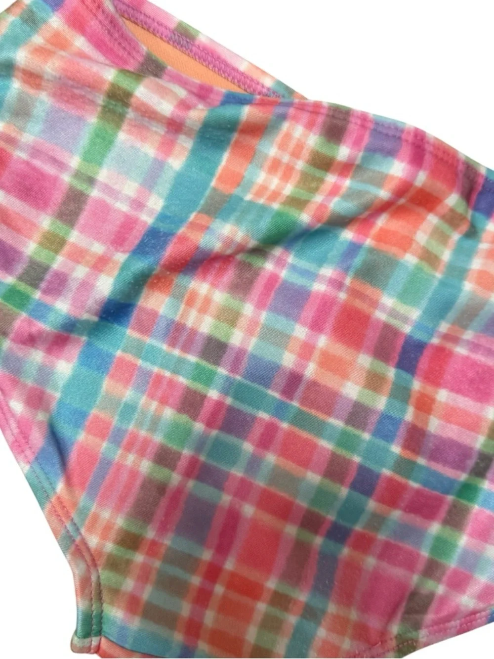 Cat & Jack Girls Plaid Bikini 2 Piece Swimsuit Pink Blue Size M 7-8